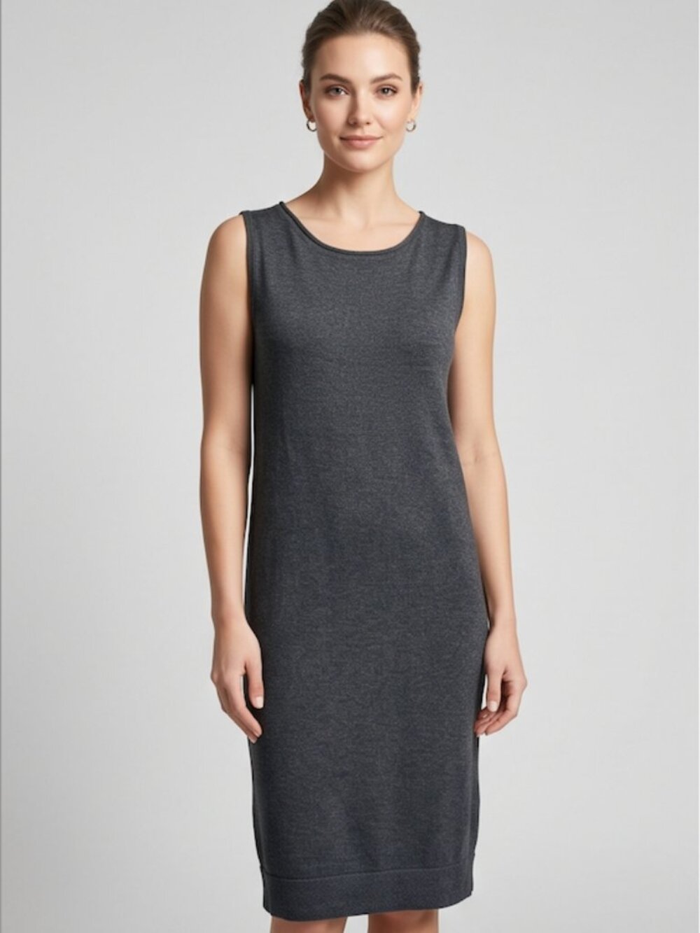 NWT MEXX Heather Grey Lightweight Knit Sleeveless Sweater Dress, Open Cowl Back